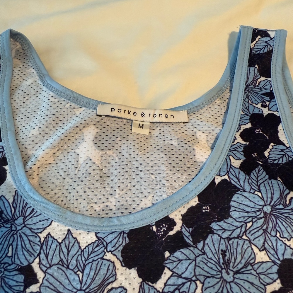 Parke and Roman Floral Blue and Black Tank Top - Picture 2 of 4